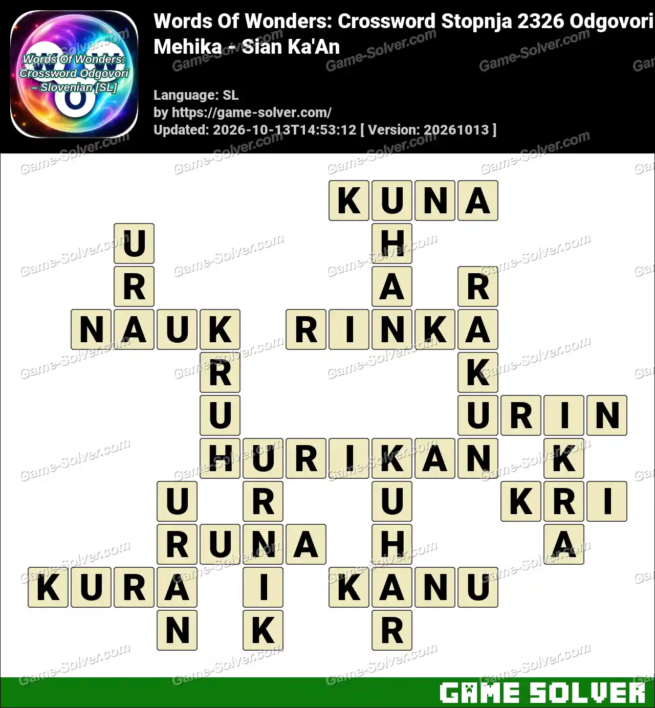 Words Of Wonders: Crossword Stopnja 2326 Odgovori – Mehika – Sian Ka’An